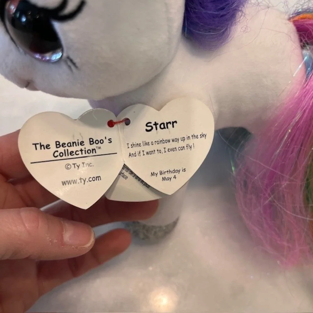 Ty Beanie Boos Ponies Plush Set‎ Starr Topaz Rainbow Hair Glitter Hooves